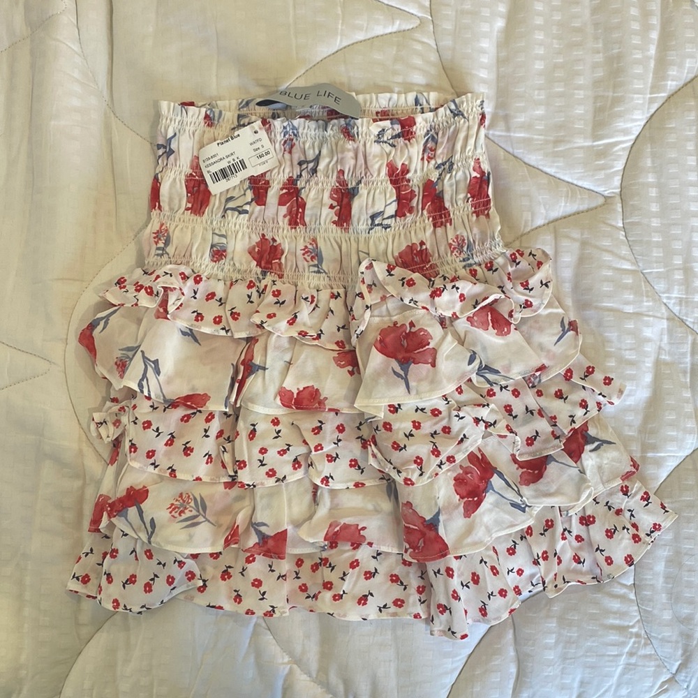 Mini ruffle floral skirt S